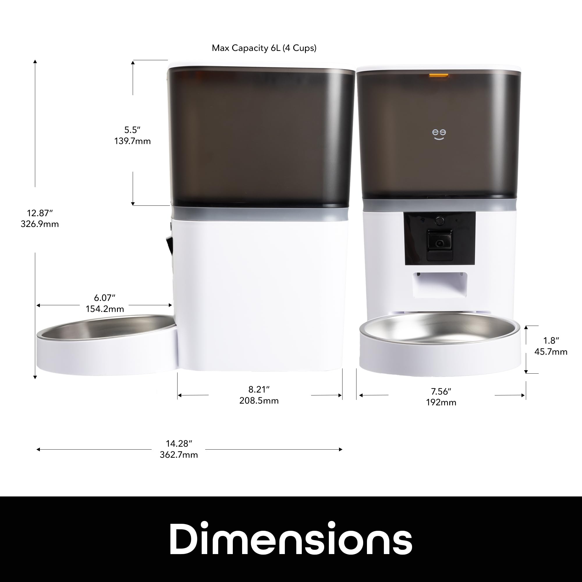 Geeni 6L Smart Pet Feeder with Camera, 1080p HD, Night Vision, Two-Way Audio, Pre-Recorded Messages, WiFi Enabled, Voice Control with Alexa & Google Home, Automatic Cat & Dog Food Dispenser, White - Image 9