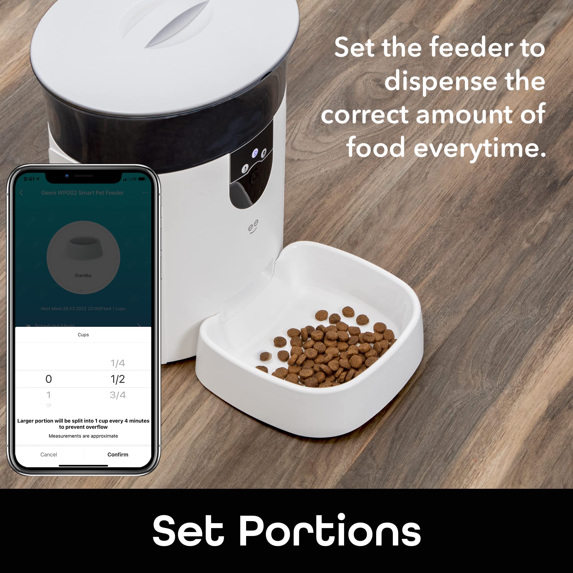 Geeni 7L Automatic Cat Feeders with Smart Home Pet Camera, Timer & Voice, Automatic Dog Feeder for Alexa & Google - Image 7