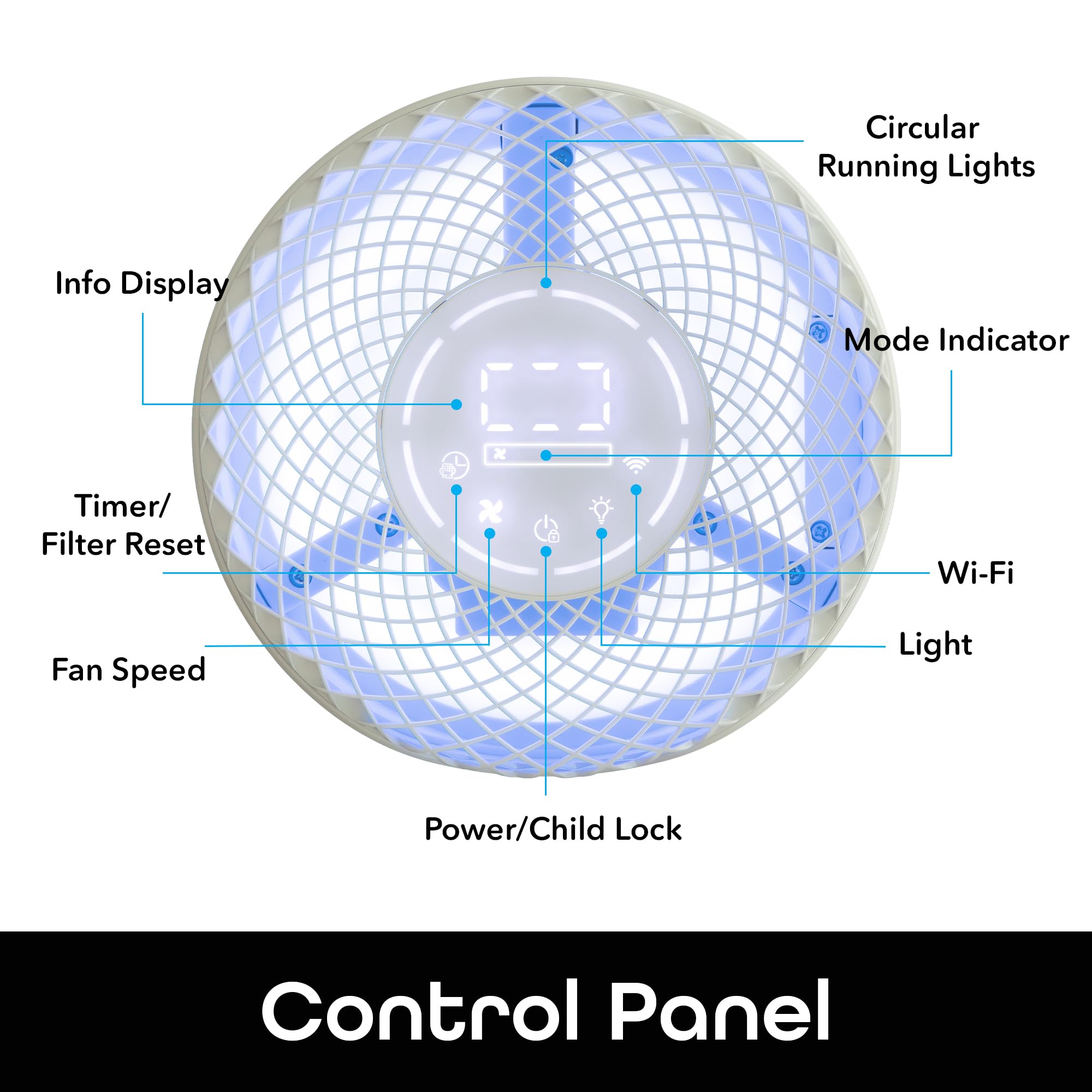 Geeni Air Purifier for Home - Hepa Air Filter for Pet Dander, Smoke, Allergies, Dust, Odor Eliminator, Medium Size Room Air Cleaner up to 585 Square Feet, Wifi Control, Alexa, Google Home Compatible - Image 5