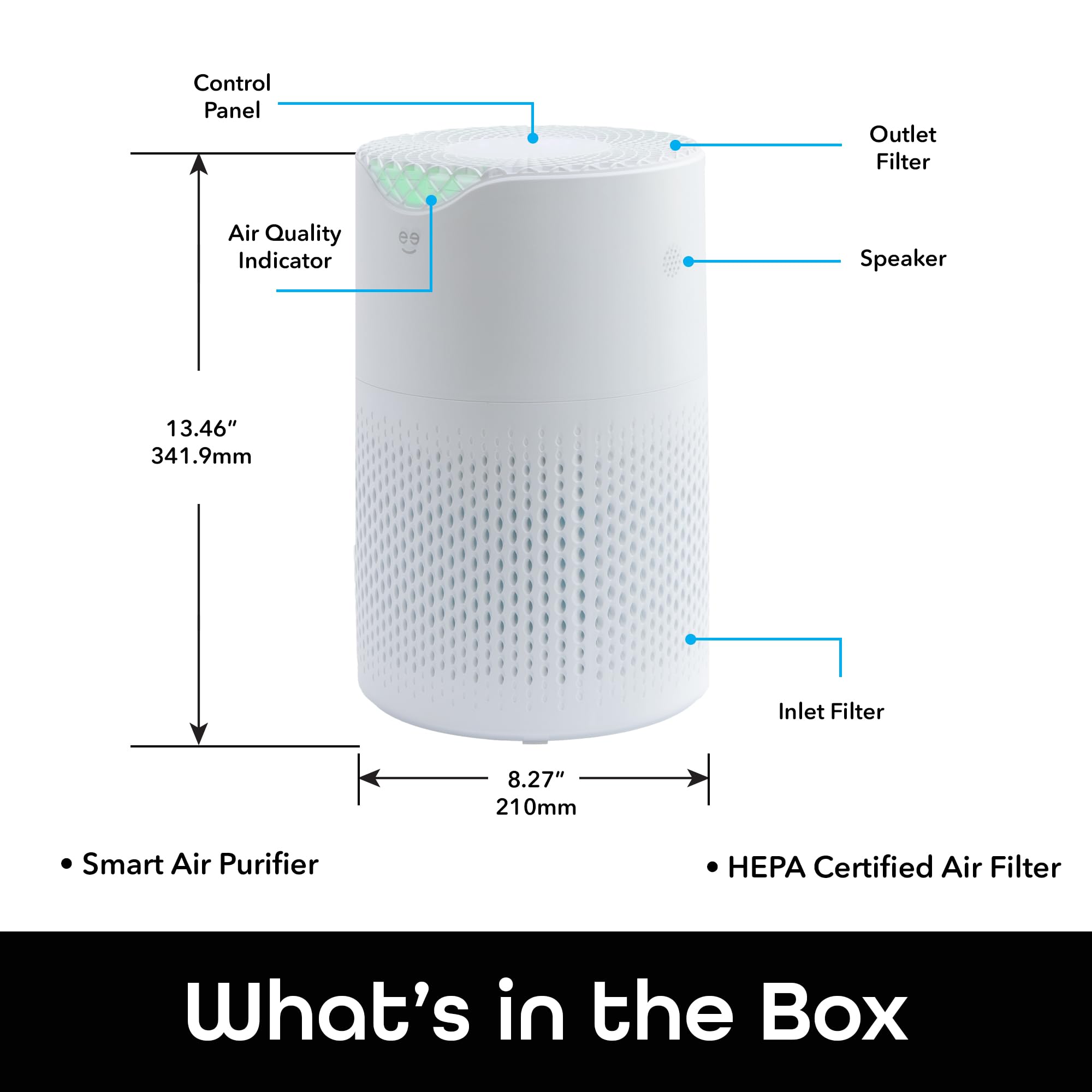 Geeni Air Purifier for Home - Hepa Air Filter for Pet Dander, Smoke, Allergies, Dust, Odor Eliminator, Medium Size Room Air Cleaner up to 585 Square Feet, Wifi Control, Alexa, Google Home Compatible - Image 6