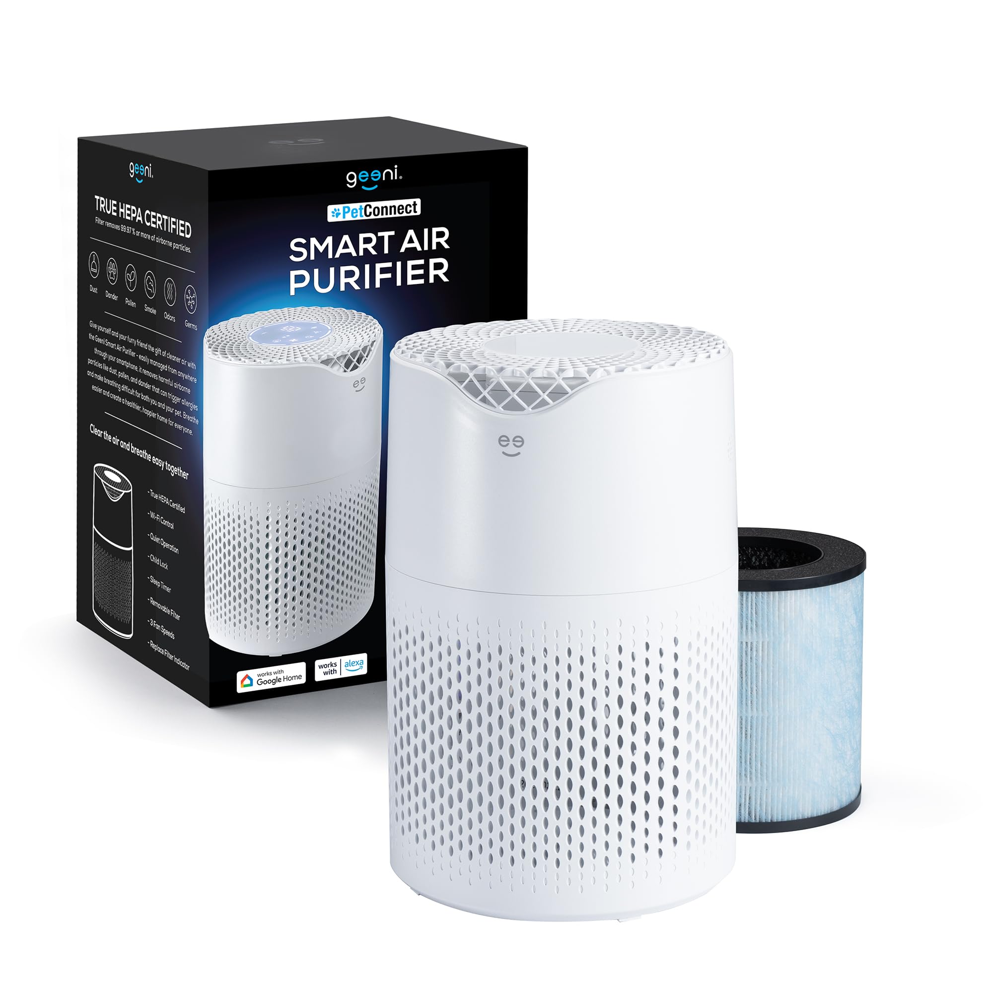 Geeni Air Purifier for Home - Hepa Air Filter for Pet Dander, Smoke, Allergies, Dust, Odor Eliminator, Medium Size Room Air Cleaner up to 585 Square Feet, Wifi Control, Alexa, Google Home Compatible - Image 7