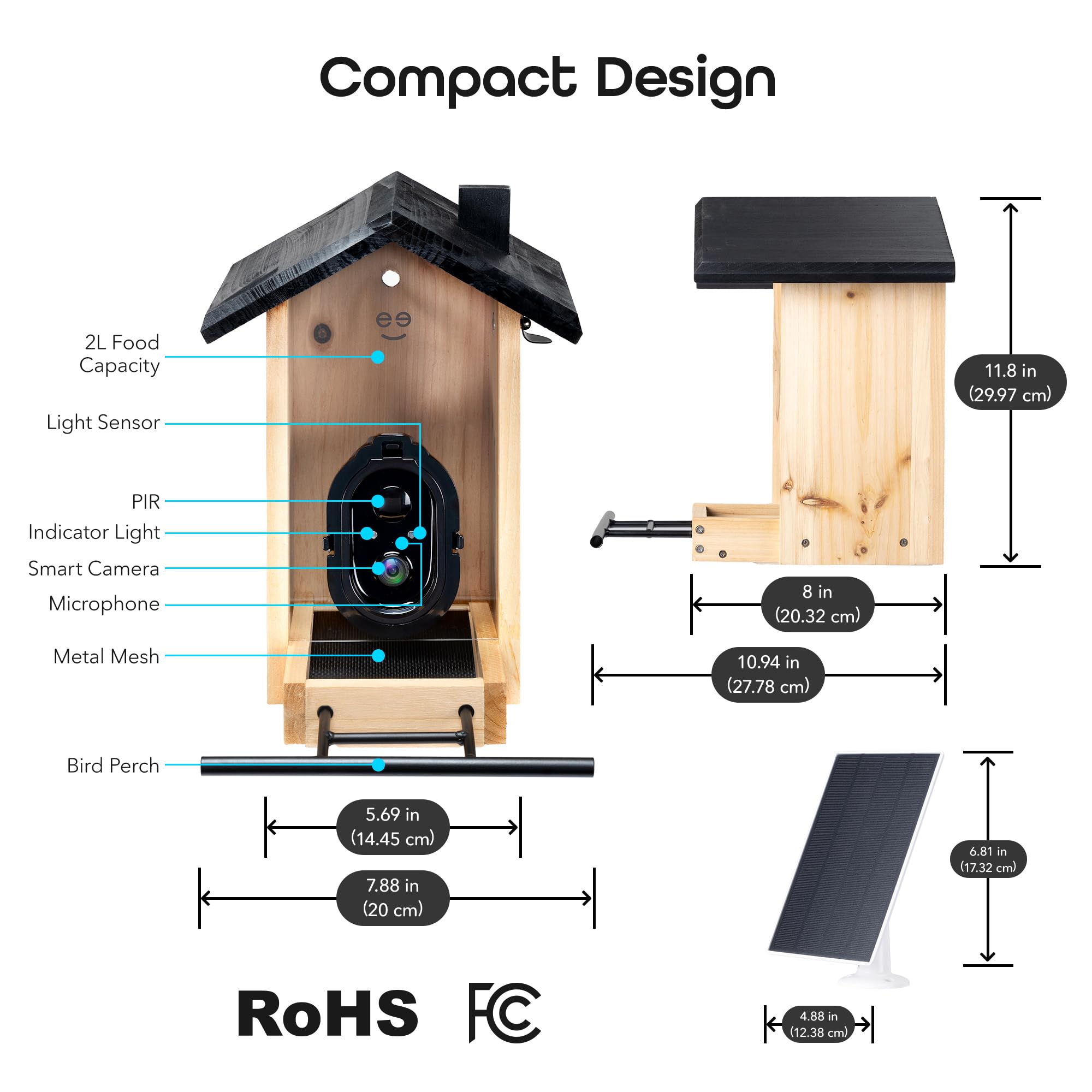 Geeni BirdConnect FeatherCam – Smart Bird Feeder with Camera, AI Bird Identification, Auto Capture, Motion Detection, 1080p HD, Night Vision, Wireless & Solar-Powered - Image 9