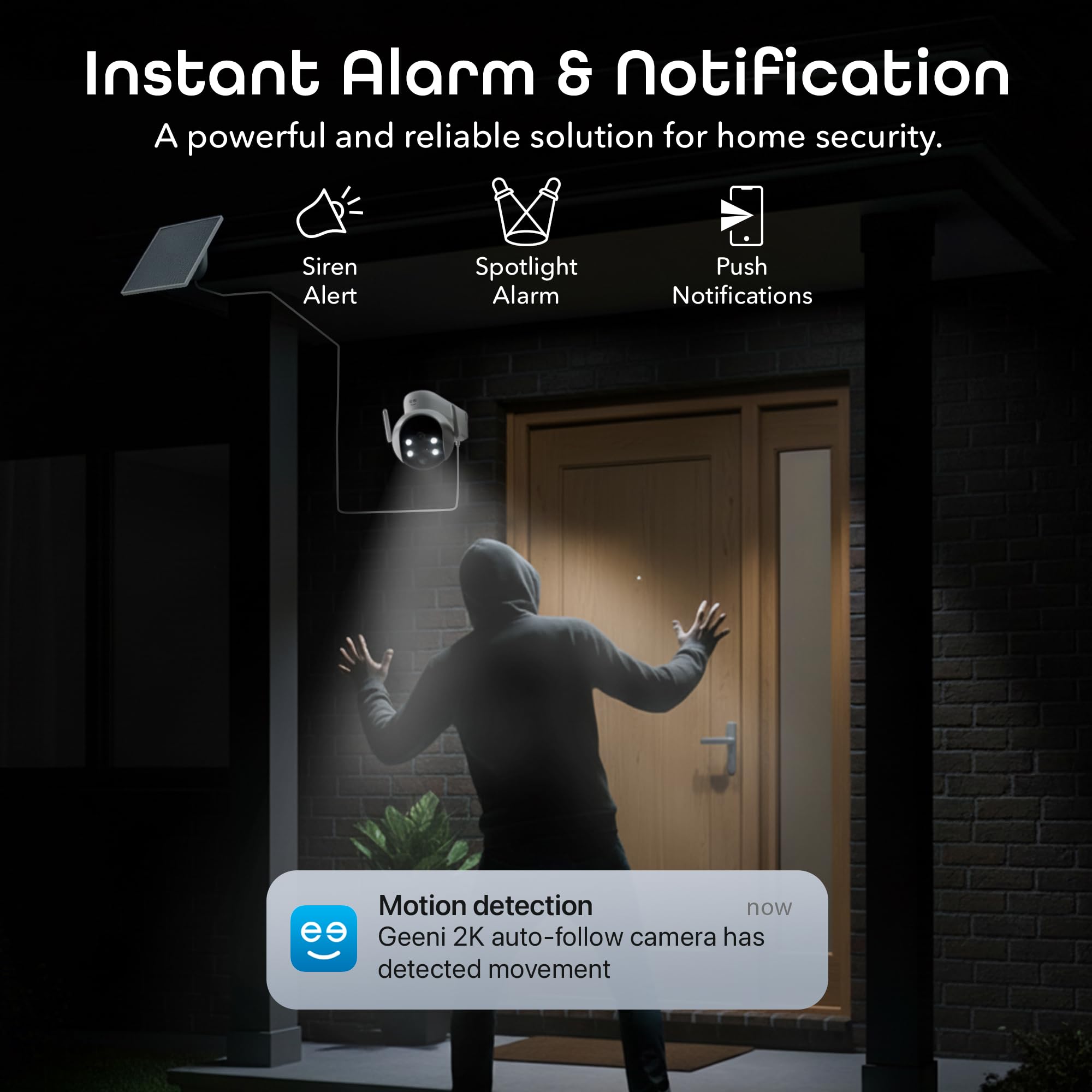 Geeni Insight 3MP Smart PTZ Solar Security Camera – Auto-Follow Motion Tracking, 2K HD Wire-Free Outdoor WiFi Camera with 3W External Solar Panel, 5200mAh Battery, & Two-Way Audio - Image 7