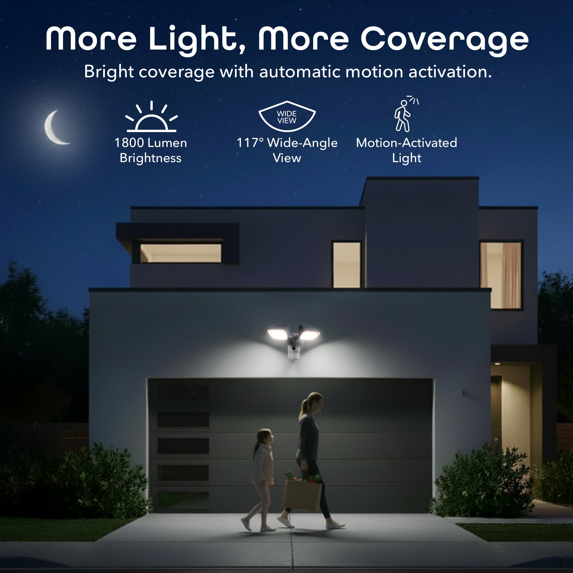 Geeni Lighthawk Smart Floodlight Camera - 3MP Ultra-HD Video, 1800 Lumens, Motion-Activated Security Light, Two-Way Audio, & Built-in Siren - Hardwired Outdoor Surveillance - Dual-Band 2.4/5GHz Wi-Fi - Image 3