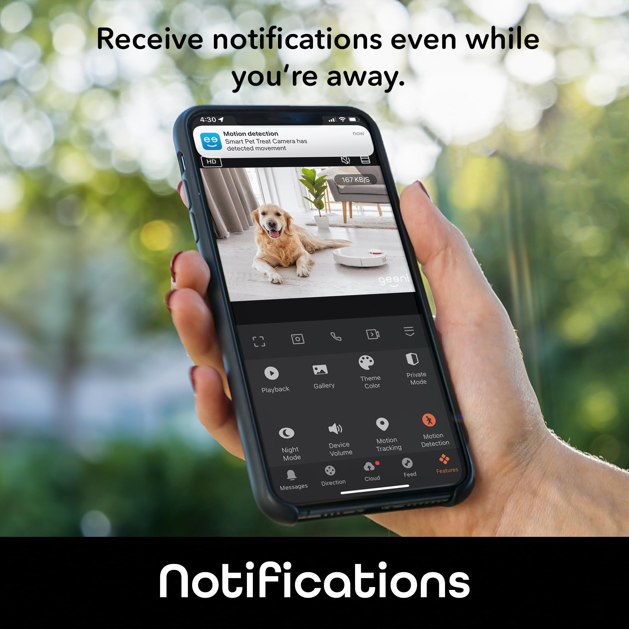 Geeni Pet Treat Dispenser with Camera - 2K HD WiFi Enabled, Dog and Cat Automatic Smart Feeder, Two-Way Audio, Night Vision, Auto-Follow, Remote Access with App, Alexa and Google Compatible, White - Image 7