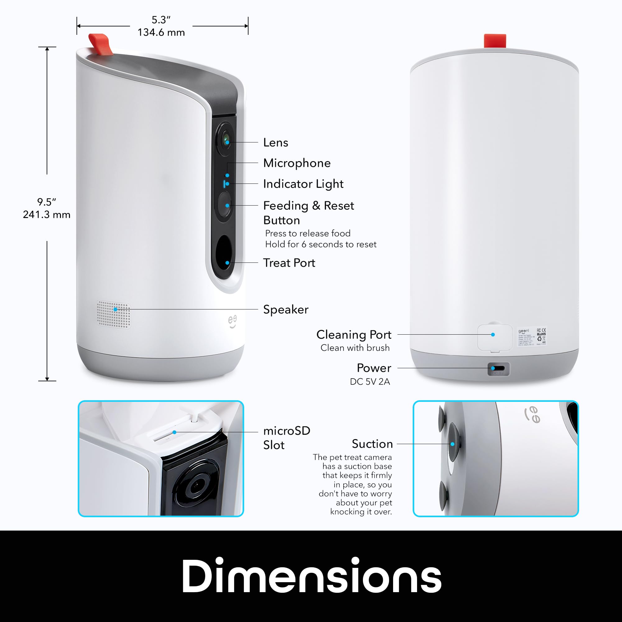 Geeni Pet Treat Dispenser with Camera - 2K HD WiFi Enabled, Dog and Cat Automatic Smart Feeder, Two-Way Audio, Night Vision, Auto-Follow, Remote Access with App, Alexa and Google Compatible, White - Image 9