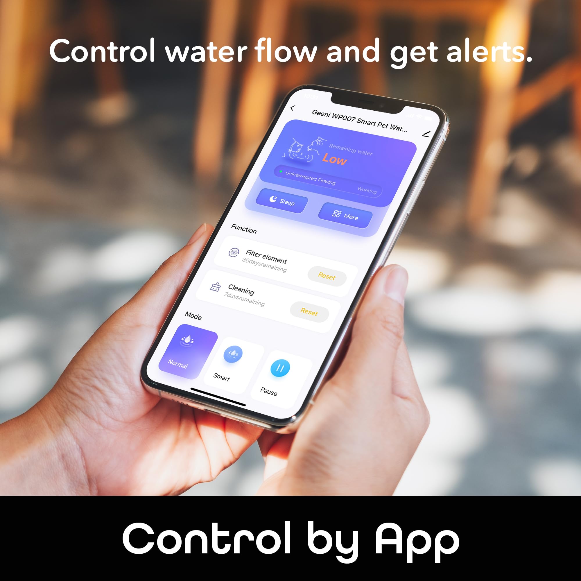 Geeni PetConnect 2.6L Smart Pet Water Fountain, Automatic Filtered Water Bowl for Cats and Dogs, Wi-Fi Controlled, Alexa & Google Home Compatible, Clean and Fill Alerts, White - Image 3