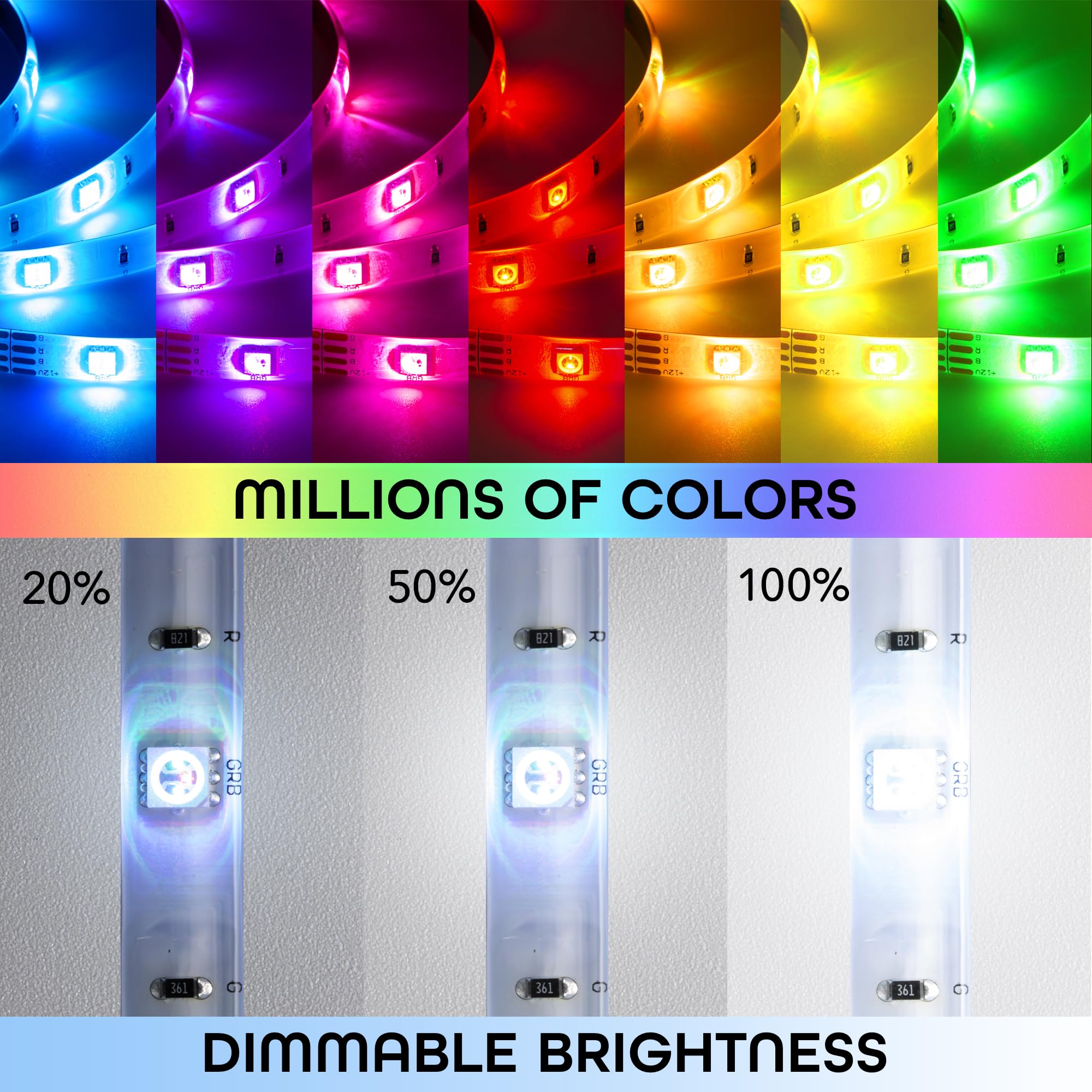 Geeni Prisma 5M Smart WiFi LED Strip Lights Works with Alexa, Google Assistant 16 Million Colors Phone App Controlled Light Strip for Home, Kitchen, TV, Party, for iOS and Android, 16.4ft - Image 4