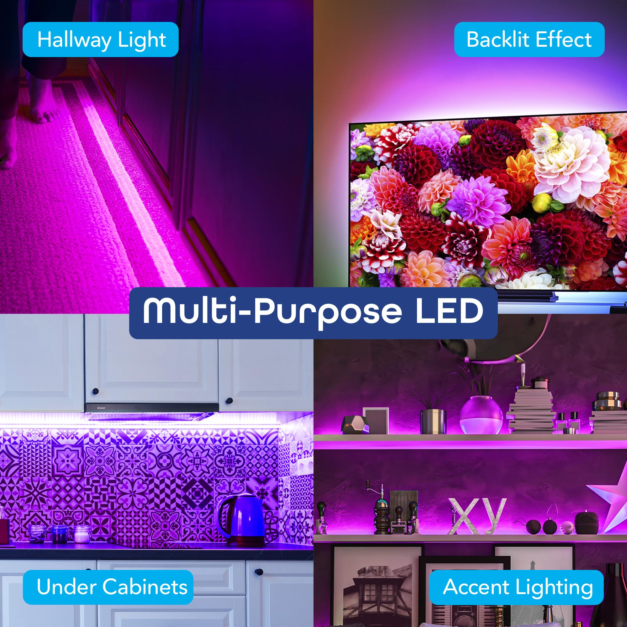 Geeni Prisma 5M Smart WiFi LED Strip Lights Works with Alexa, Google Assistant 16 Million Colors Phone App Controlled Light Strip for Home, Kitchen, TV, Party, for iOS and Android, 16.4ft - Image 7