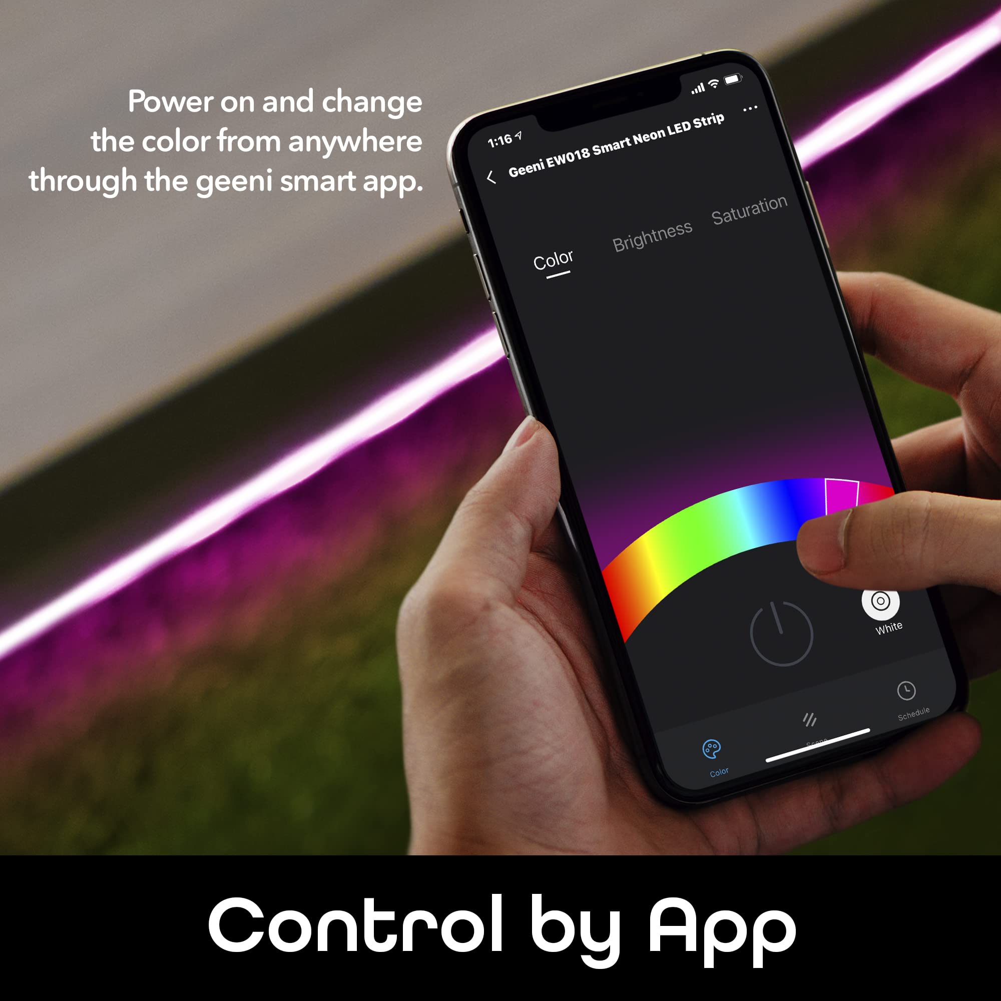 Geeni Prisma Neoflex Smart WiFi LED Strip Lights, Waterproof Color Changing RGB Silicone LED Light Strips for Bedroom and Outdoors with App Remote Control, 16.4 ft, White - Image 3