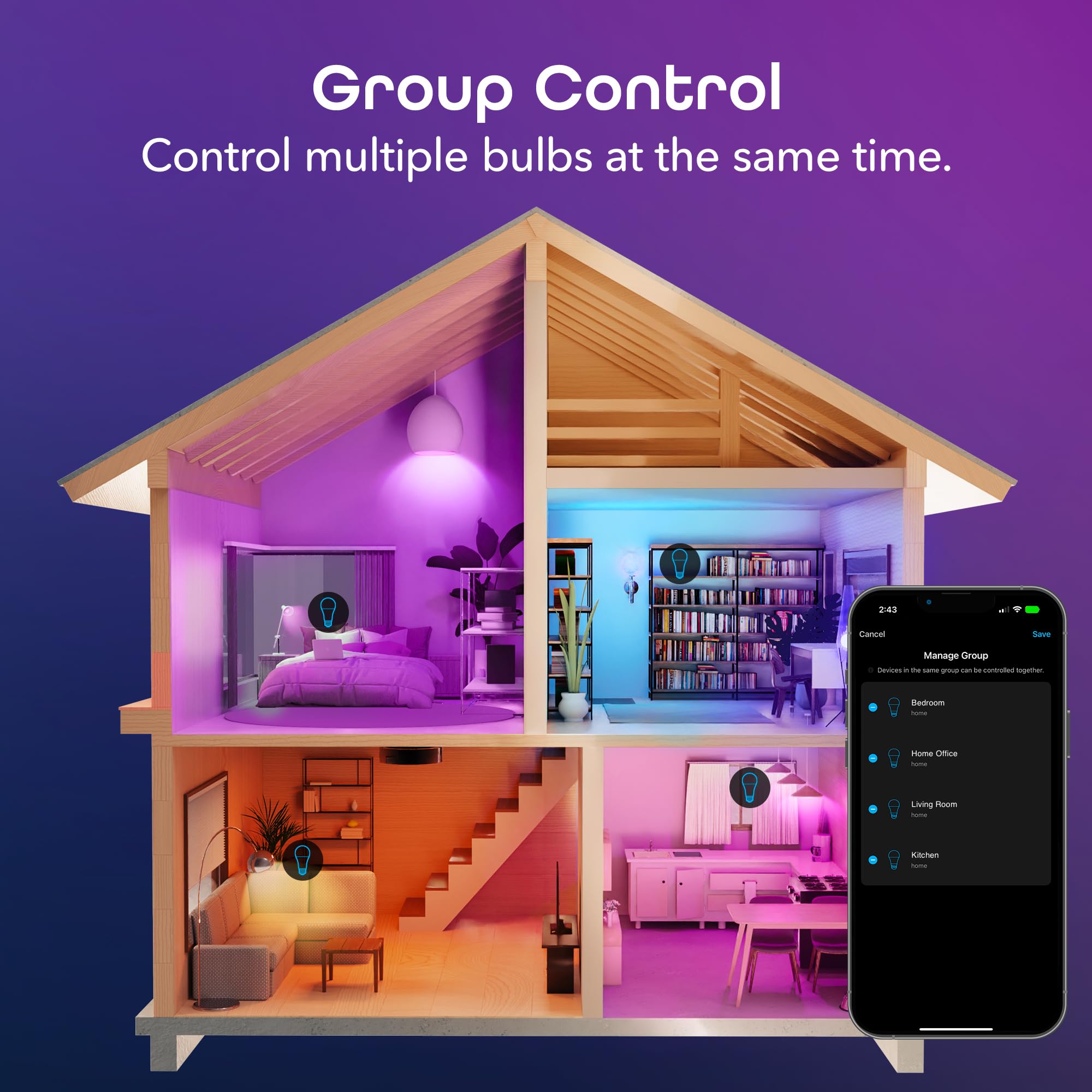 Geeni Prisma Smart Light Bulbs 1-Pack, Color Changing RGBW LED, A19, 800 Lumens, 60W Equivalent, Dimmable, 2700K, Works with Alexa & Google Home - Image 3