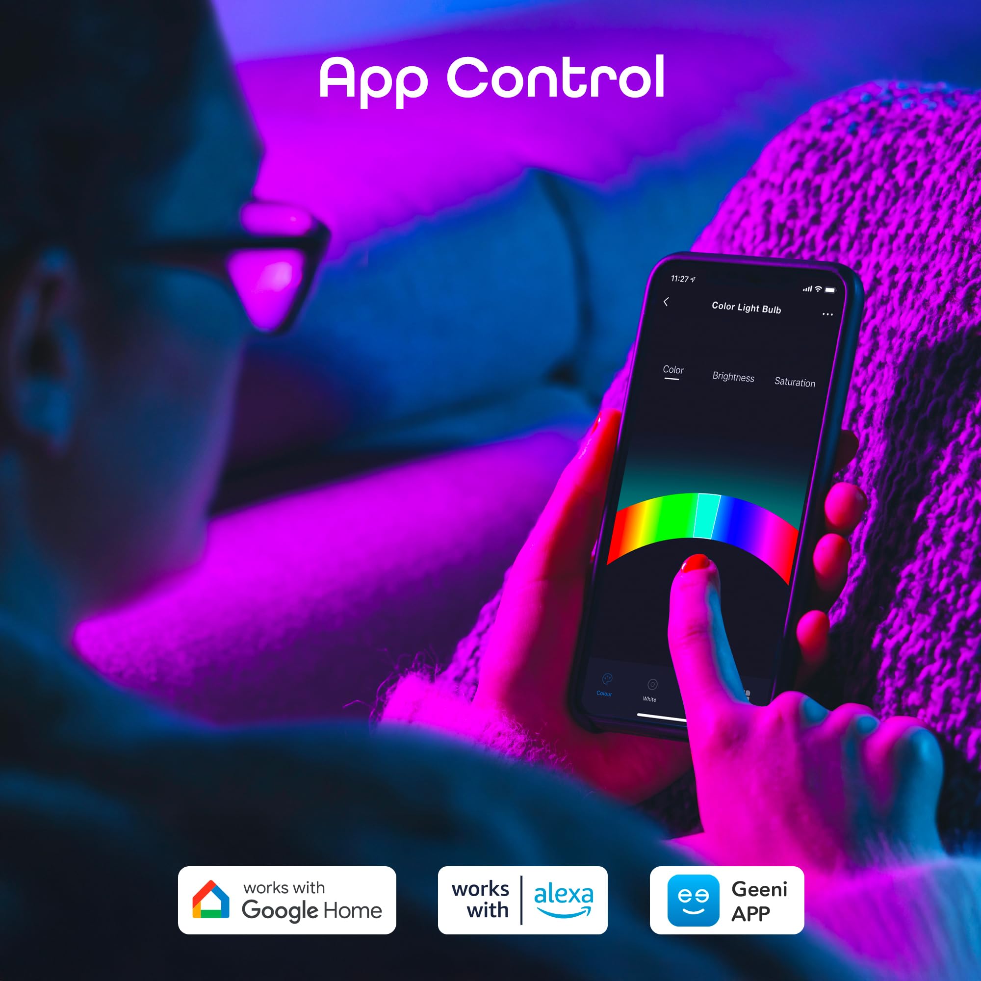 Geeni Prisma Plus BR30 Smart LED Bulb, Wi-Fi Multicolor RGB, Alexa/Google Compatible, 16M Colors, Energy Efficient, 4-Pack - Image 6