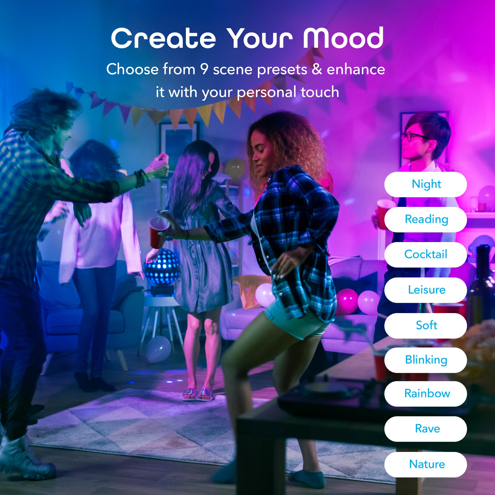 Geeni Prisma Plus BR30 Smart LED Bulb, Wi-Fi Multicolor RGB, Alexa/Google Compatible, 16M Colors, Energy Efficient, 4-Pack - Image 8