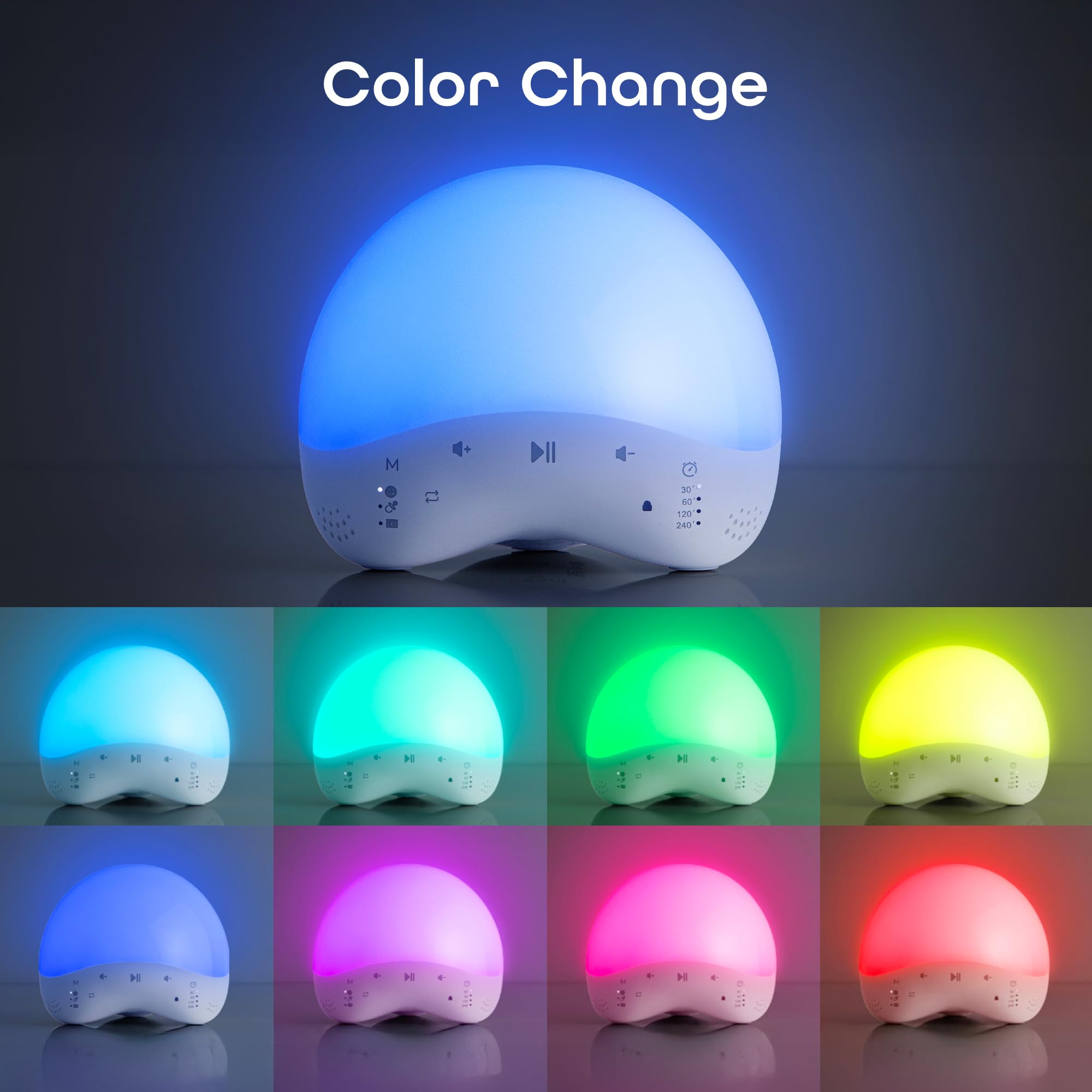 Geeni Rise and Shine Baby White Noise Machine with Night Light, 25 Soothing Sounds, RGB Colors, Customizable Sleep Training - Perfect Sound Machine Night Light for Babies and Toddlers - Image 3