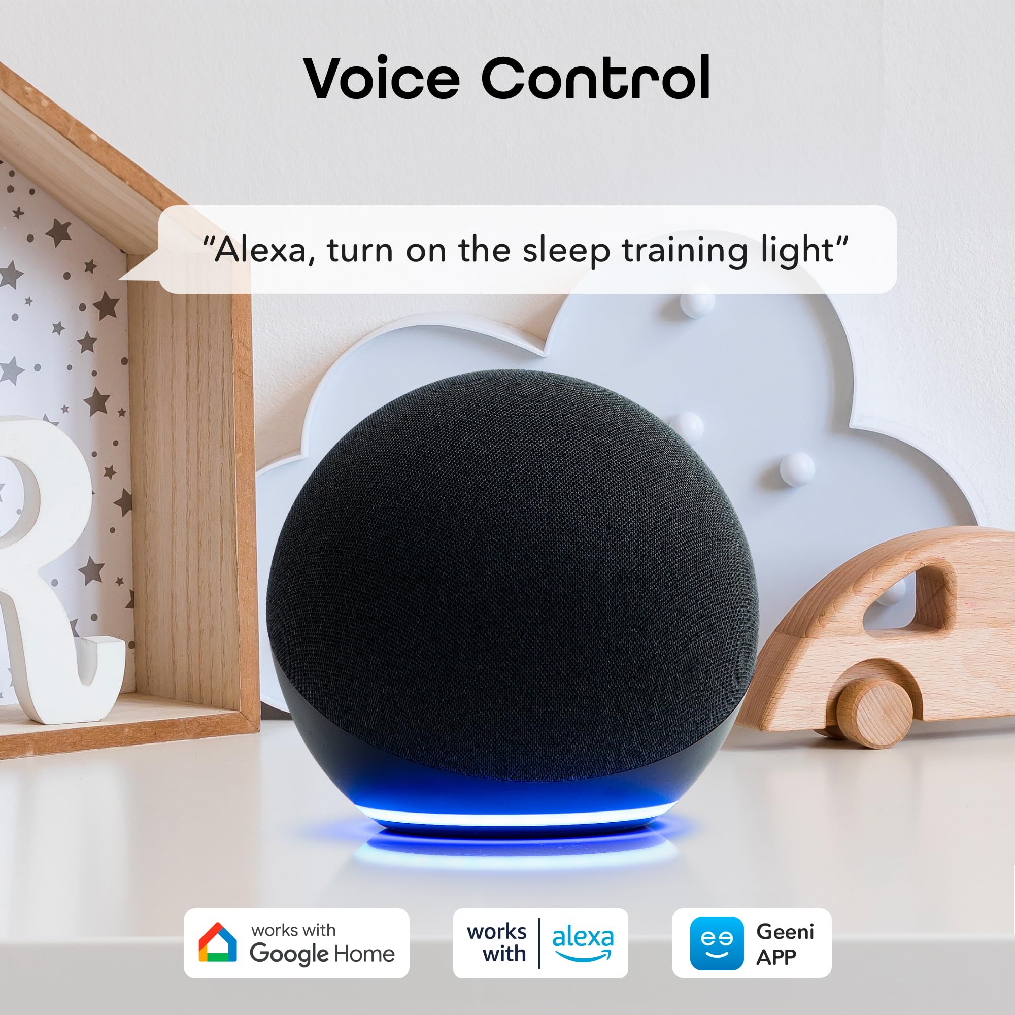 Geeni Rise and Shine Baby White Noise Machine with Night Light, 25 Soothing Sounds, RGB Colors, Customizable Sleep Training - Perfect Sound Machine Night Light for Babies and Toddlers - Image 7