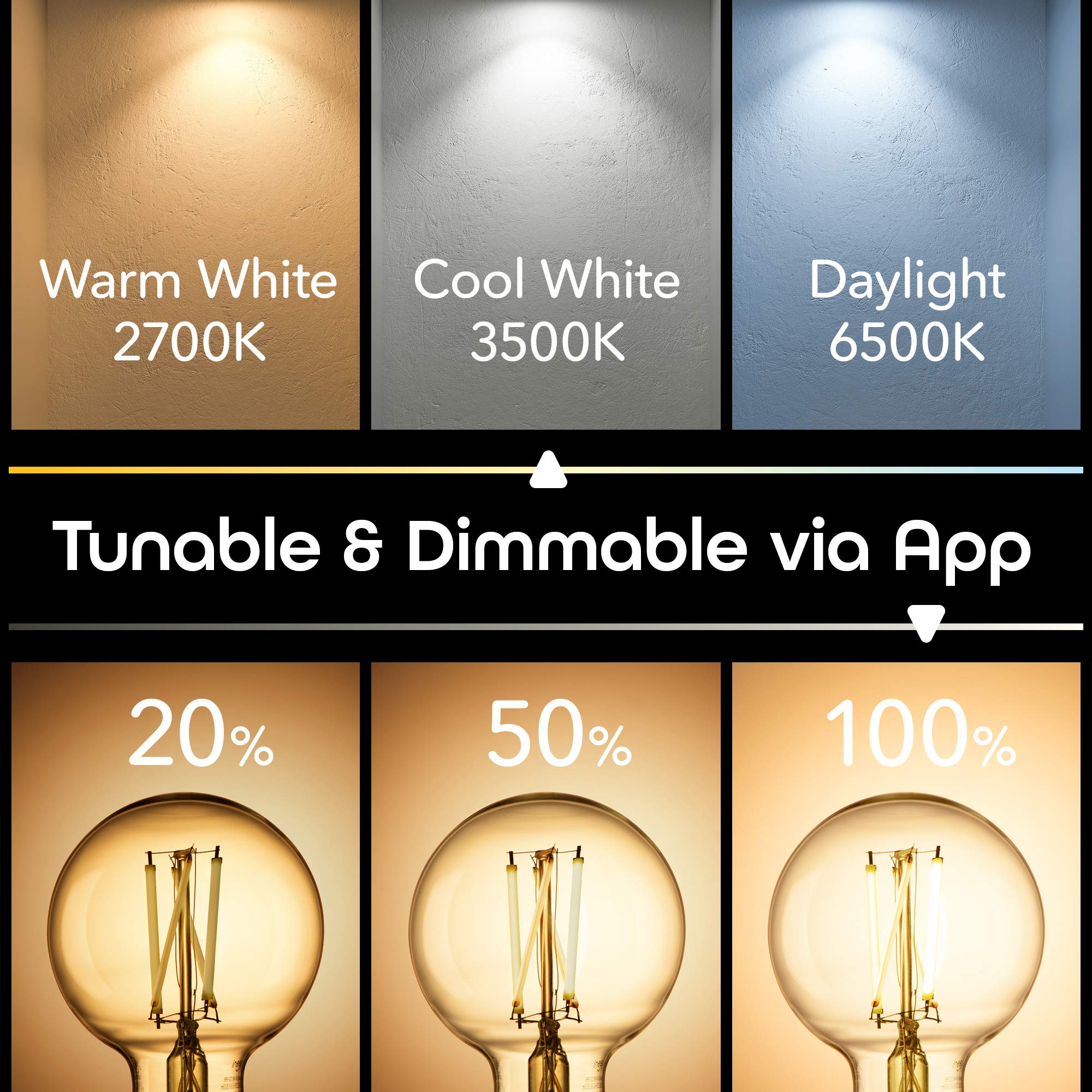 Geeni Smart Light Bulb - Alexa and Google Home Compatible, Tunable White LED Programmable and Dimmable WiFi Light Bulb, App Controlled (G25-2 Pack) - Image 4