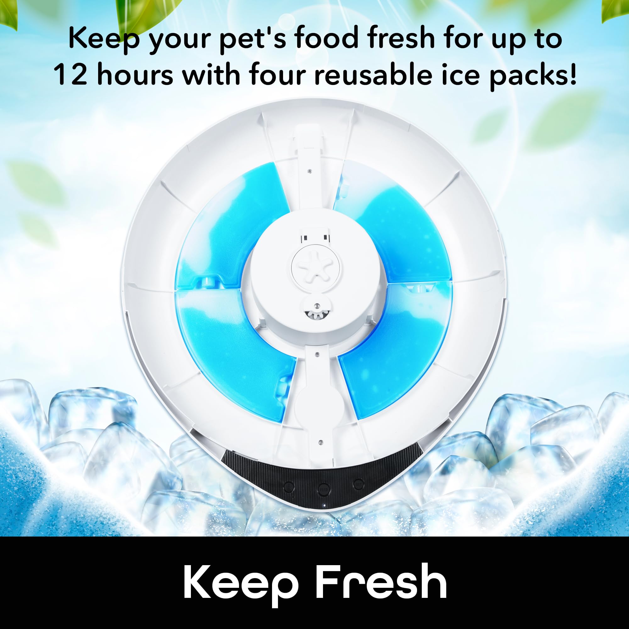 Geeni Smart Pet Feeder for Wet or Dry Food, 5-Meal Automatic Dog and Cat Feeder with Ice Packs, Programmable Timer, Battery Backup, Alexa and Google Home Compatible, White - Image 5