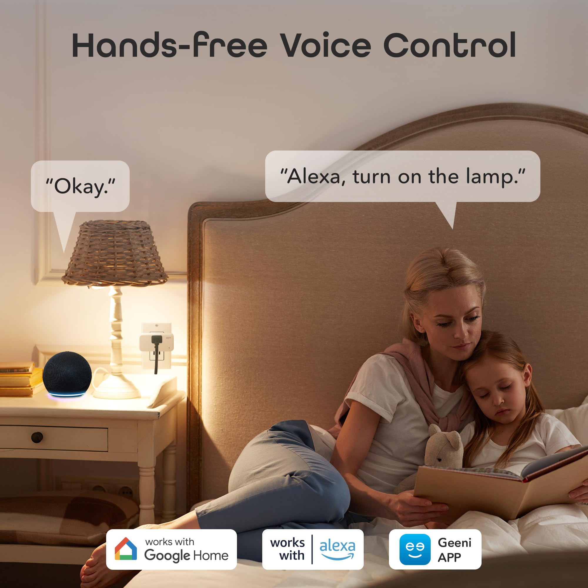 Geeni Smart Plug Mini 15A WiFi Outlet 2-Pack, Compatible with Alexa Google Home, No Hub Required, App Remote Control, UL Certified White - Image 3