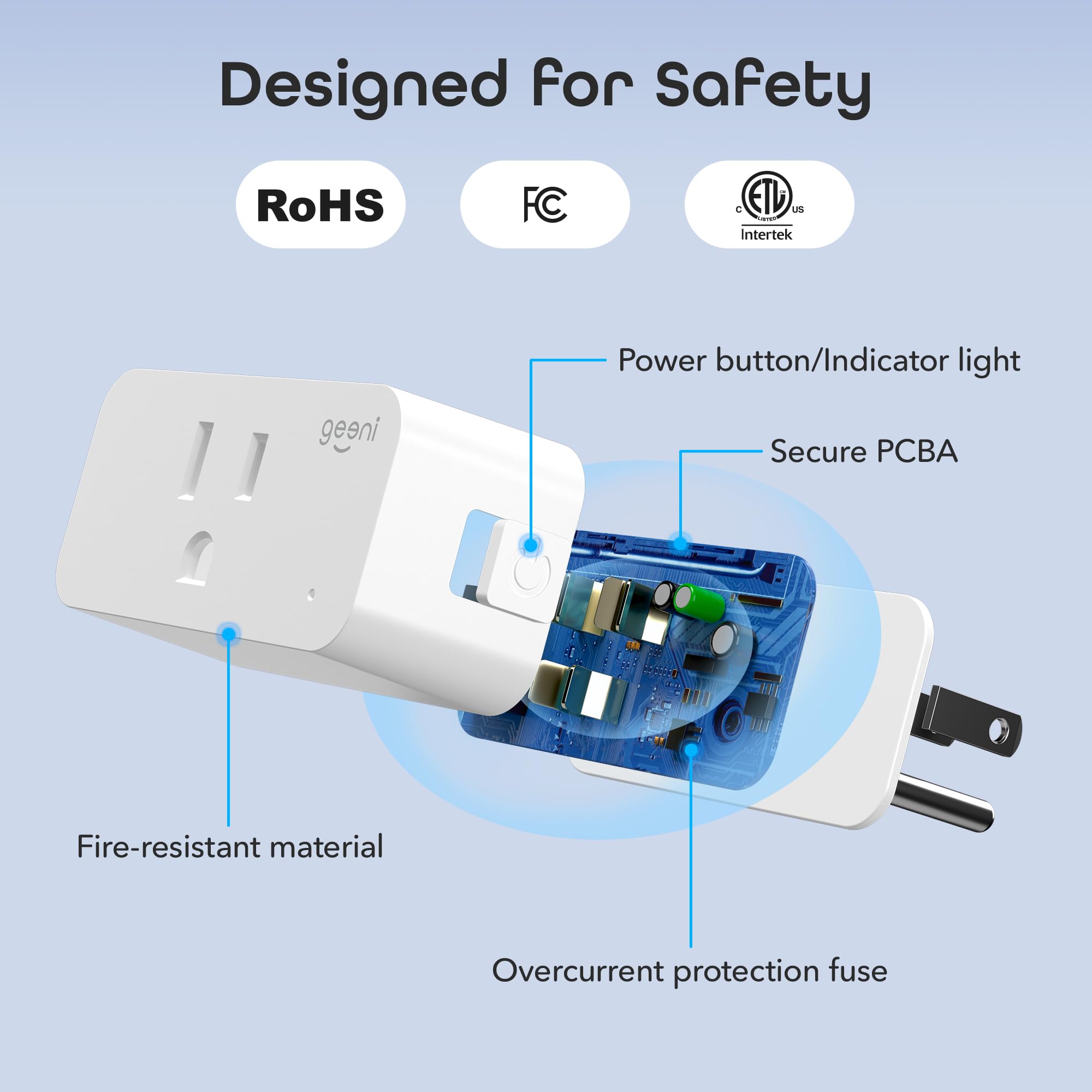 Geeni Smart Plug Mini 15A WiFi Outlet 2-Pack, Compatible with Alexa Google Home, No Hub Required, App Remote Control, UL Certified White - Image 4