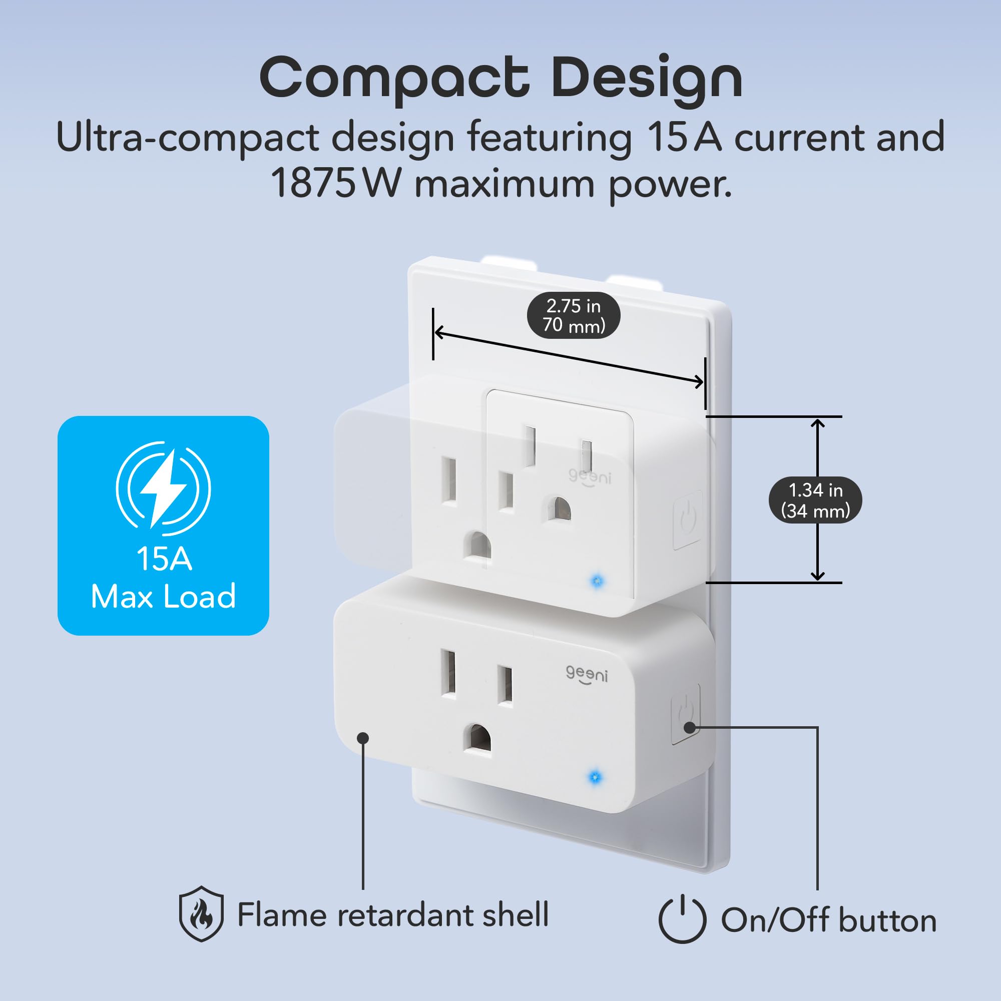 Geeni Smart Plug Mini 15A WiFi Outlet 2-Pack, Compatible with Alexa Google Home, No Hub Required, App Remote Control, UL Certified White - Image 9