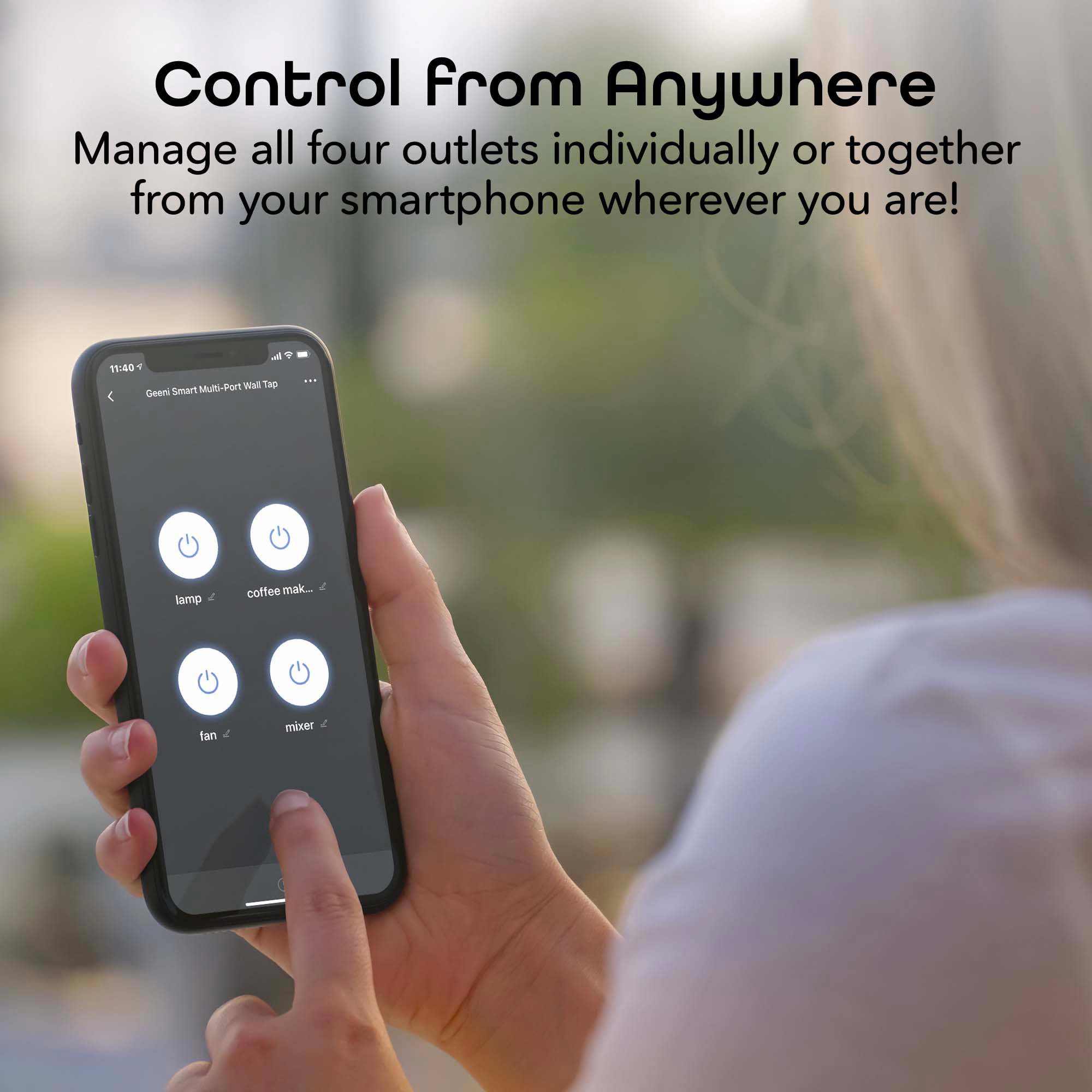 Geeni Smart Wi-Fi 4 Outlet Plug with Surge Protection - Compatible with Alexa & Google Home, White: 1-Pack - Image 5