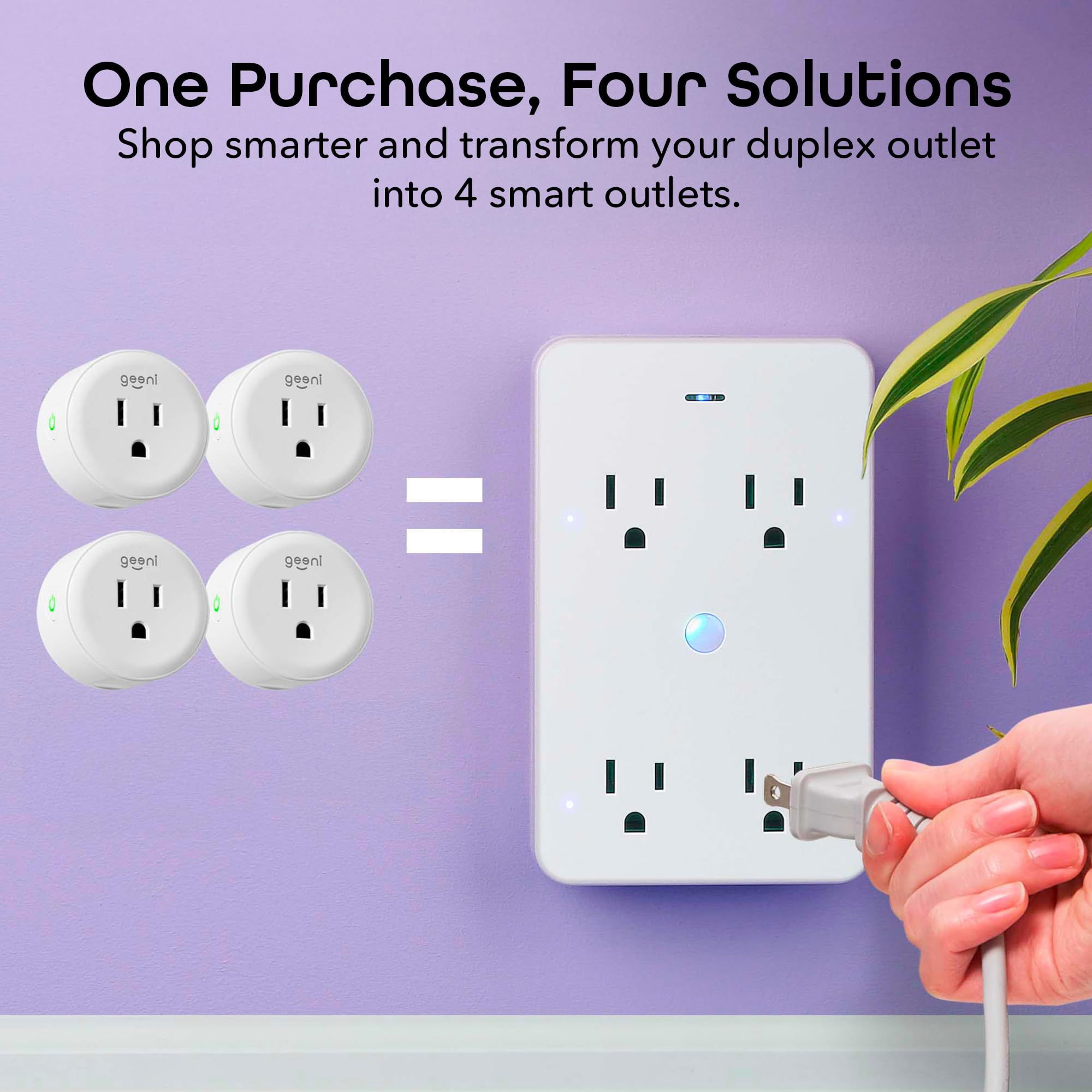 Geeni Smart Wi-Fi 4 Outlet Plug with Surge Protection - Compatible with Alexa & Google Home, White: 1-Pack - Image 6