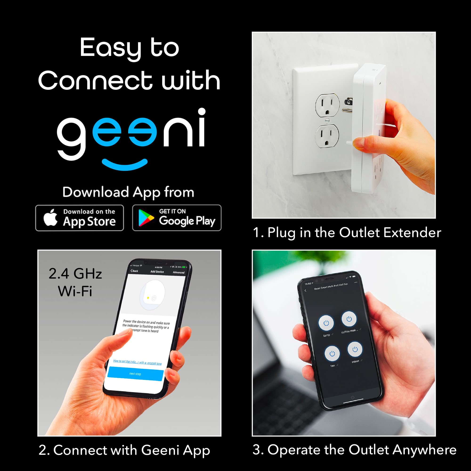 Geeni Smart Wi-Fi 4 Outlet Plug with Surge Protection - Compatible with Alexa & Google Home, White: 1-Pack - Image 9