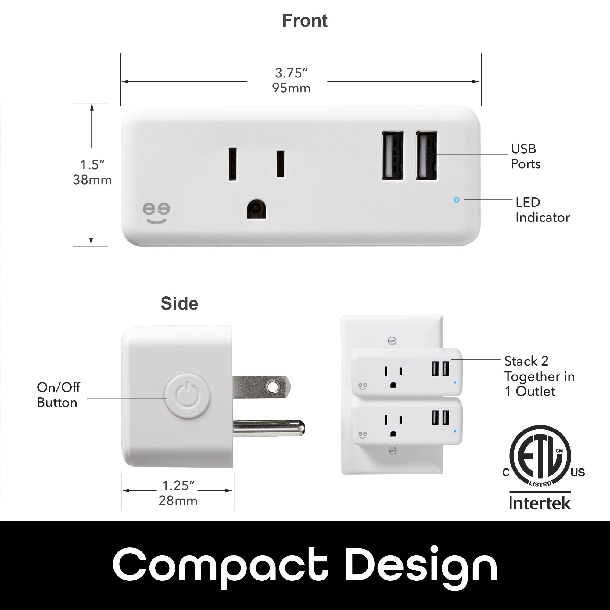 Geeni Switch + Charge Multi Port Smart Wi-Fi Plug with 2 USB Ports, Energy Saving Outlet with App Control, Compatible with Alexa and Google Home - Image 5