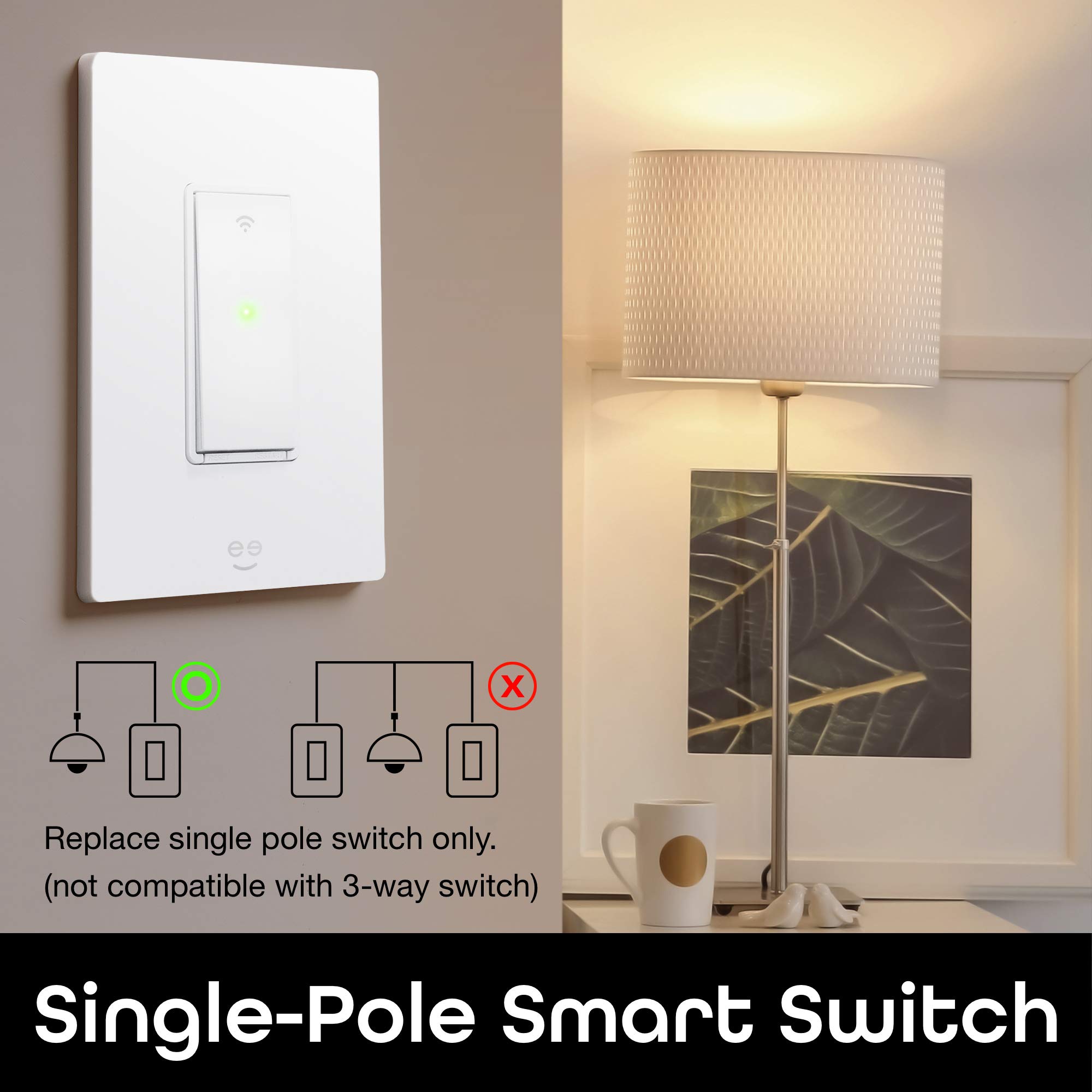 Geeni TAP Smart Light Switch, White, 1 Switch - Requires Neutral Wire - Works with Amazon Alexa and Google Home Requires 2.4 GHz Wi-Fi - Image 4