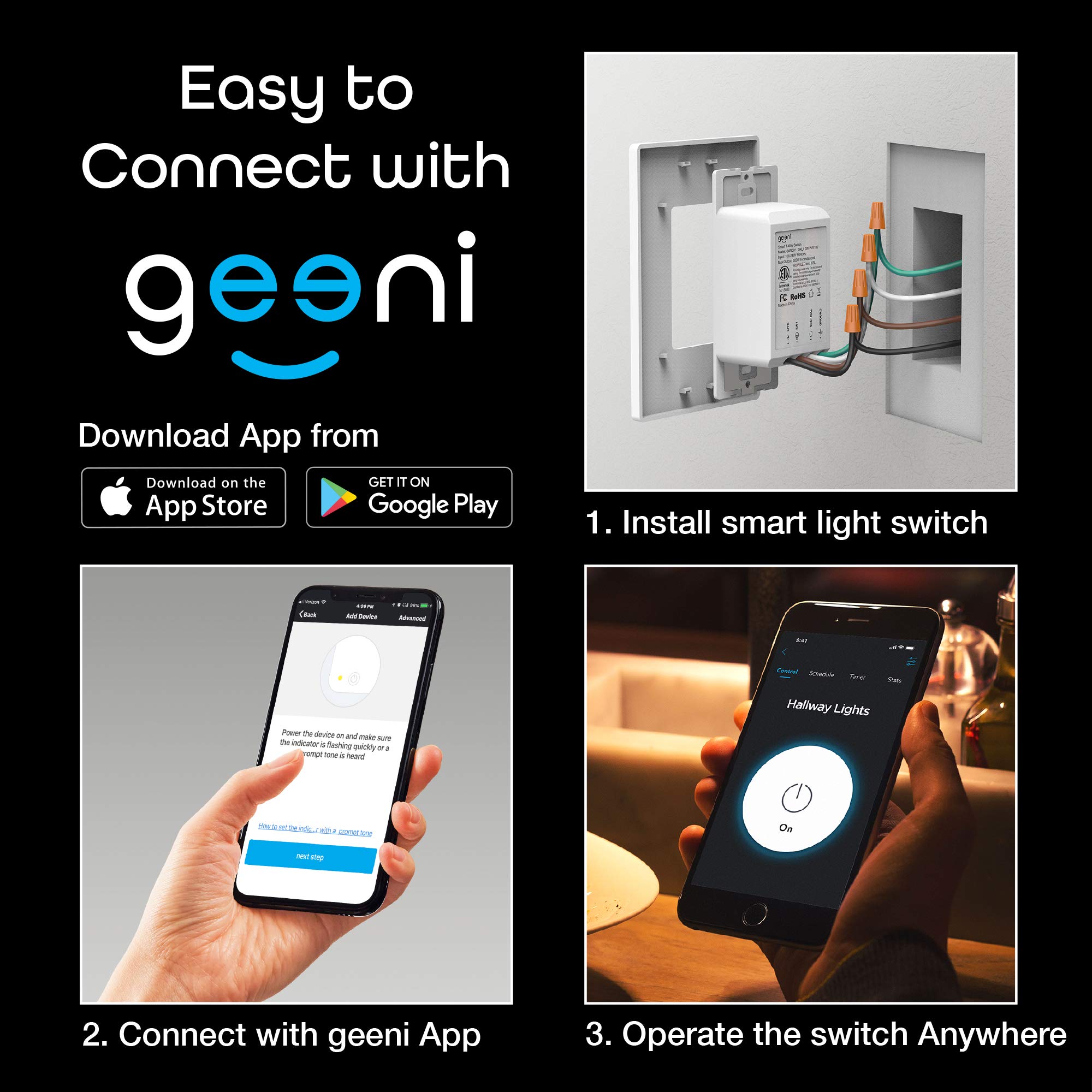 Geeni TAP Smart Light Switch, White, 1 Switch - Requires Neutral Wire - Works with Amazon Alexa and Google Home Requires 2.4 GHz Wi-Fi - Image 7